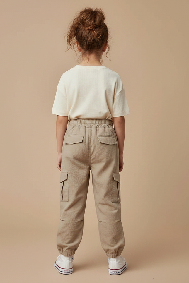 Pantalon Marron Cargo Ample Enfant Décontracté Poches - Toile - vue 2