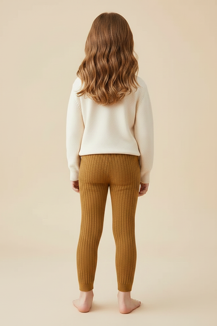 Pantalon Marron Côtelé Élastique Bébé Fille - Maille - vue 2