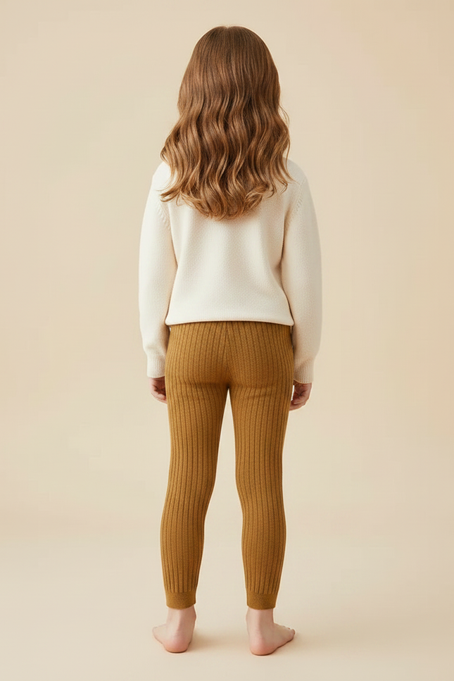 Pantalon Marron Côtelé Élastique Bébé Fille - Maille - vue 2