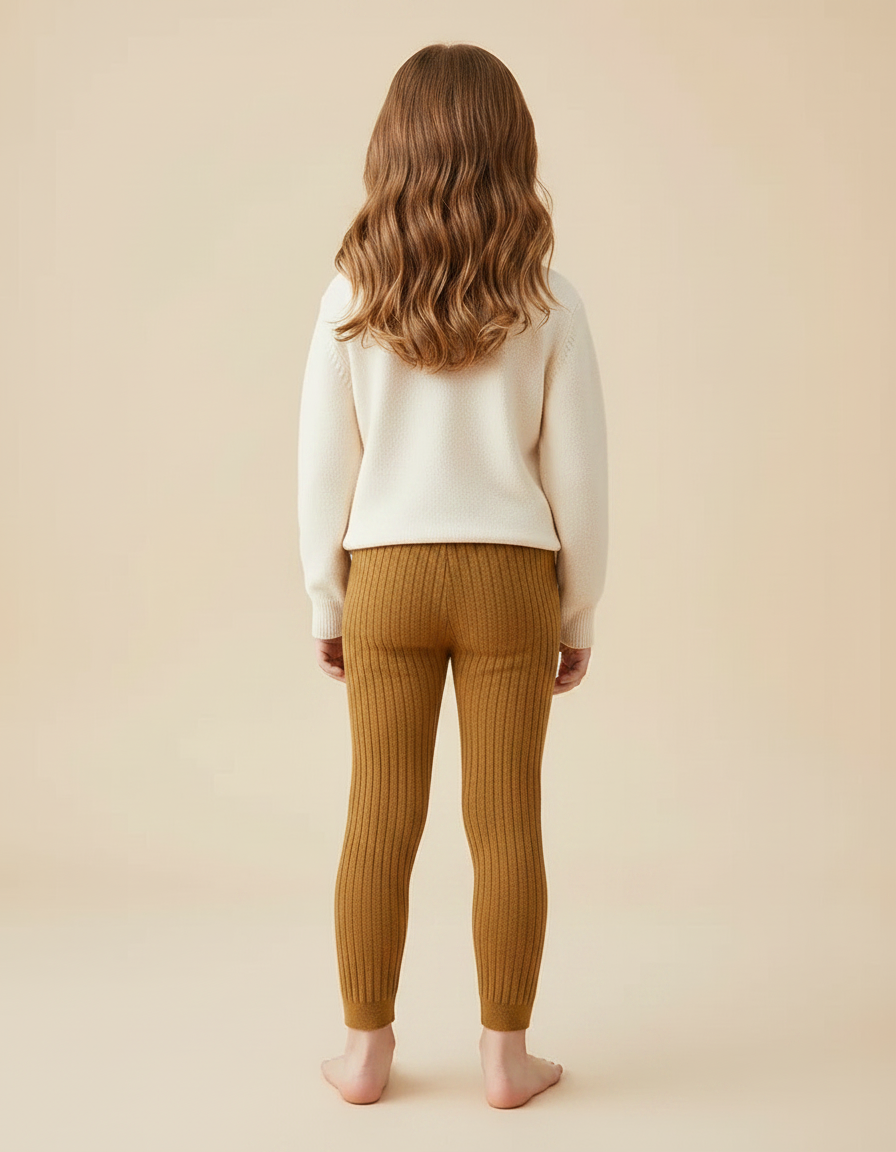 Pantalon Marron Côtelé Élastique Bébé Fille - Maille - vue 2