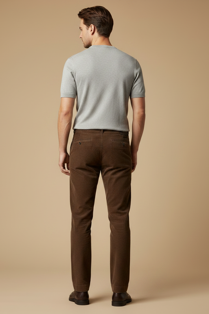 Pantalon Marron Côtelé Coupe Droite Décontracté Homme - Cordé - vue 2