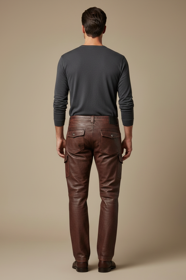 Pantalon Enduit Marron Homme - Cuir - vue 2