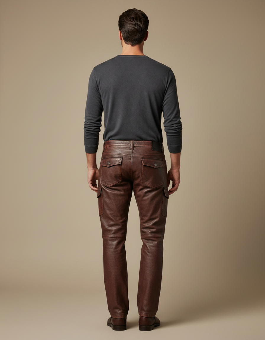 Pantalon Enduit Marron Homme - Cuir - vue 2