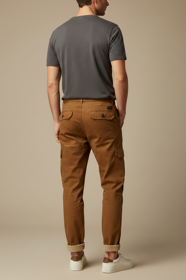 Pantalon Marron Cargo Molletonné Décontracté Homme - vue 2