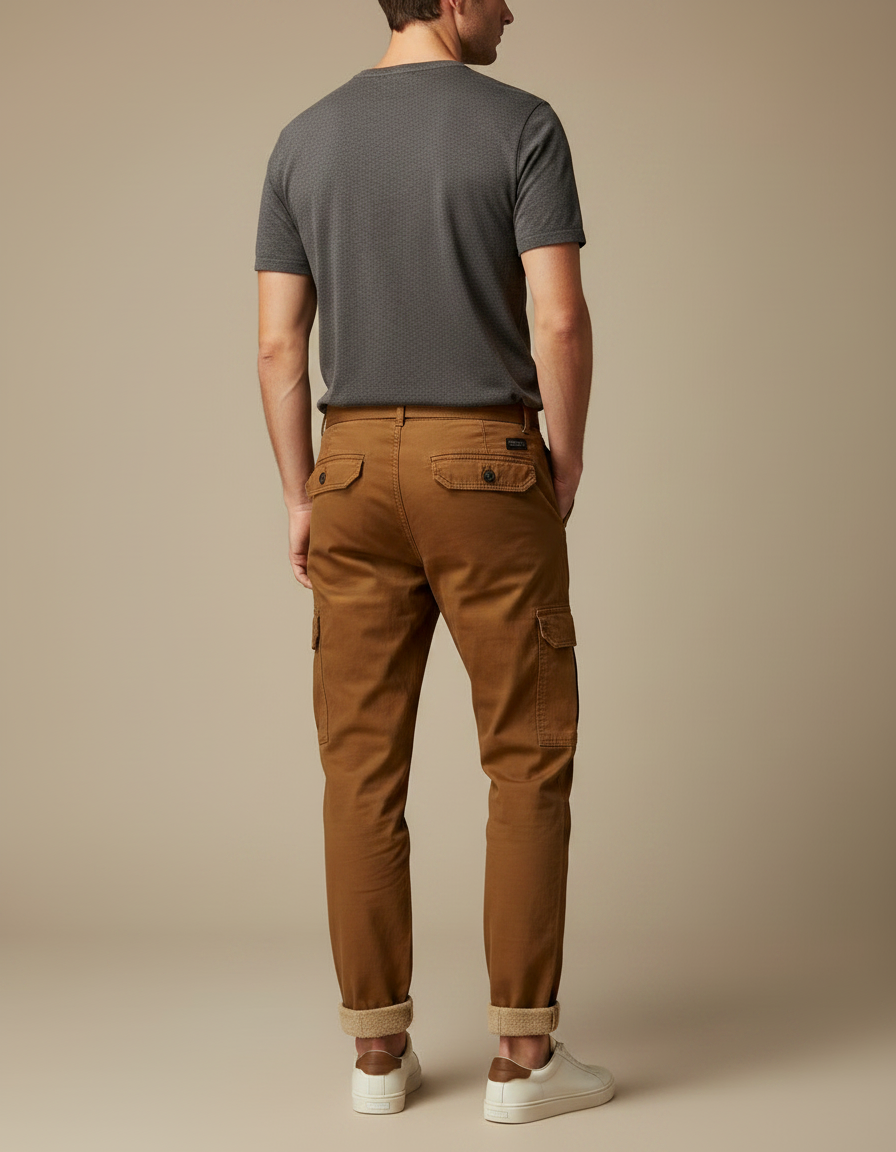 Pantalon Marron Cargo Molletonné Décontracté Homme - vue 2
