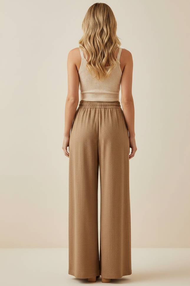 Pantalon Marron Ample Plissé Décontracté Fluide - Viscose - vue 2