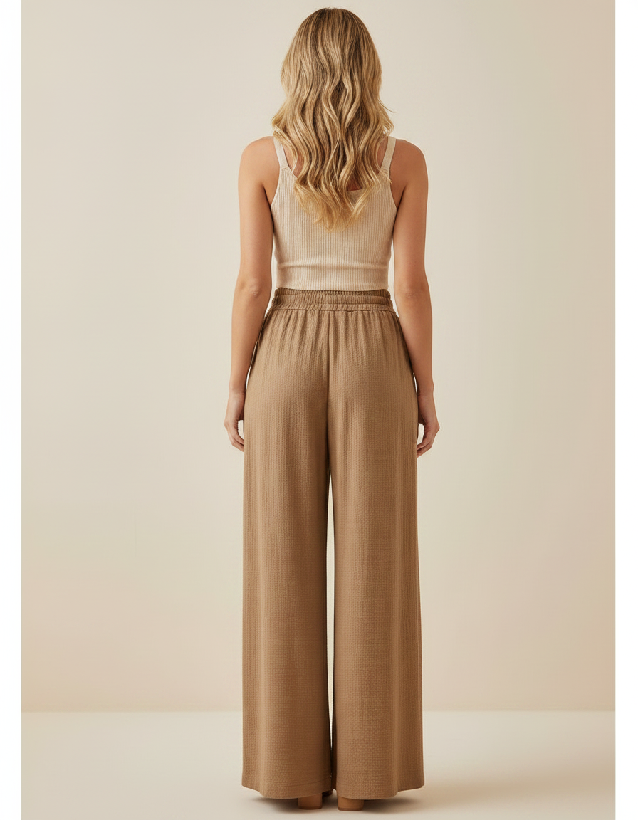 Pantalon Marron Ample Plissé Décontracté Fluide - Viscose - vue 2