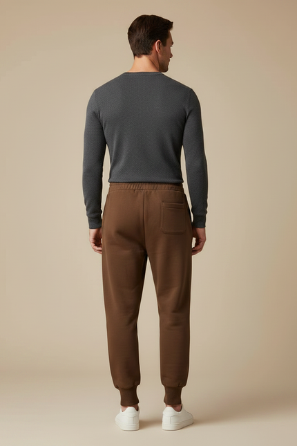 Pantalon Marron Jogging Molletonné Confortable Décontracté Homme - vue 2