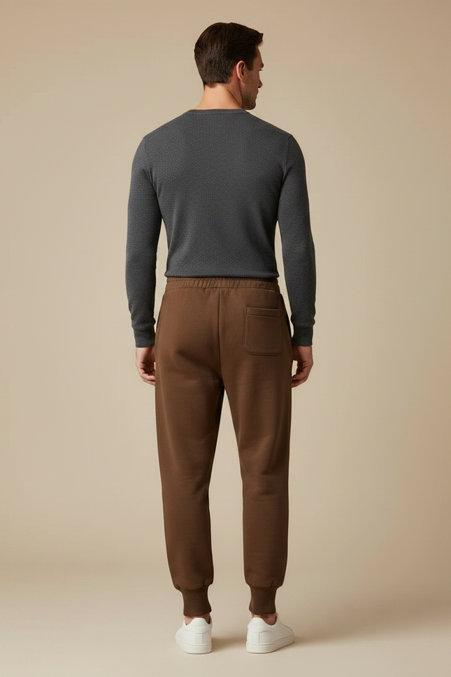 Pantalon Marron Jogging Molletonné Confortable Décontracté Homme - vue 2