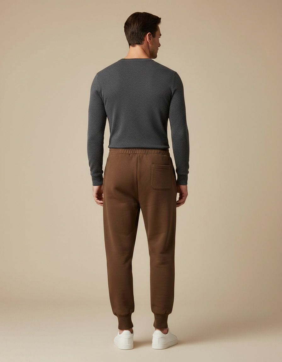 Pantalon Marron Jogging Molletonné Confortable Décontracté Homme - vue 2