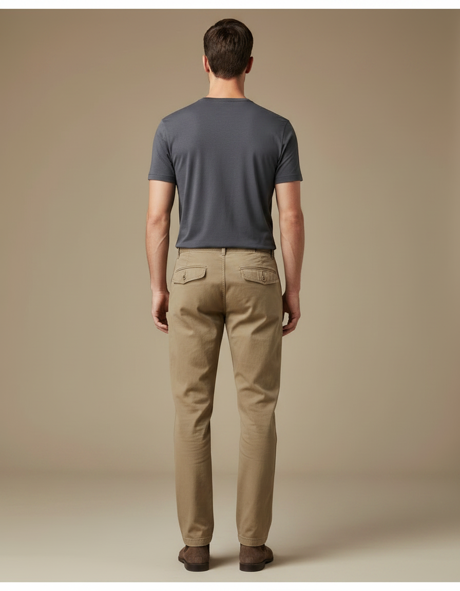 Pantalon Marron Homme Coton Décontracté Cargo Droit - Camel Gabardine - vue 2