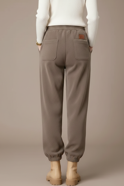 Pantalon Marron Polaire Chaud Ample Décontracté Femme - Molleton - vue 2
