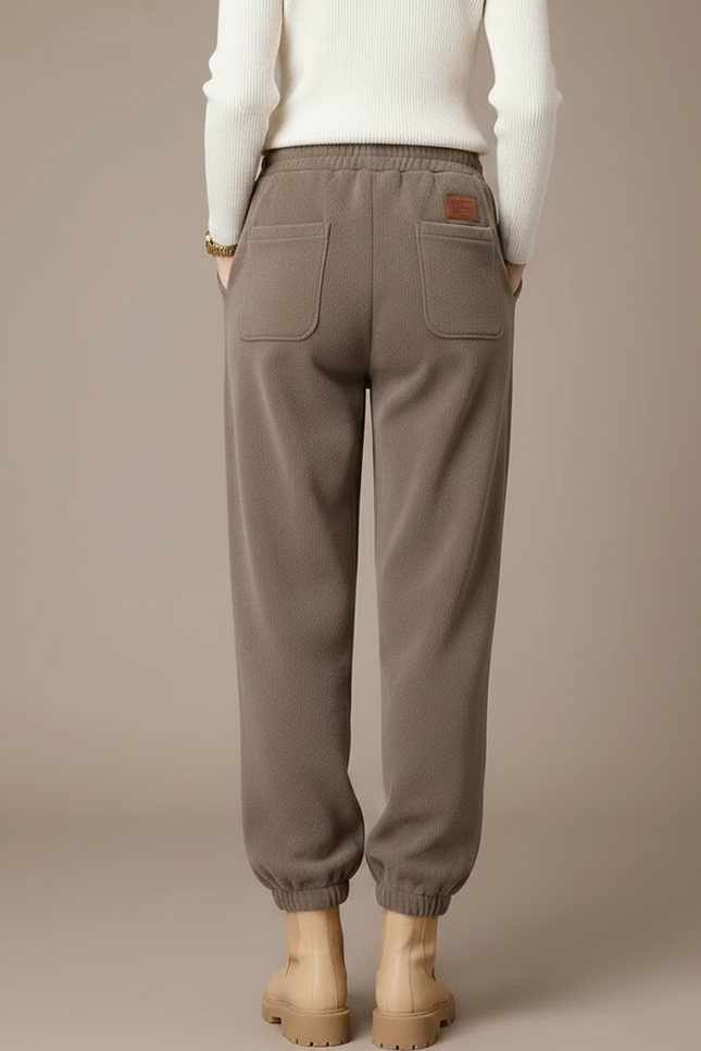 Pantalon Marron Polaire Chaud Ample Décontracté Femme - Molleton - vue 2
