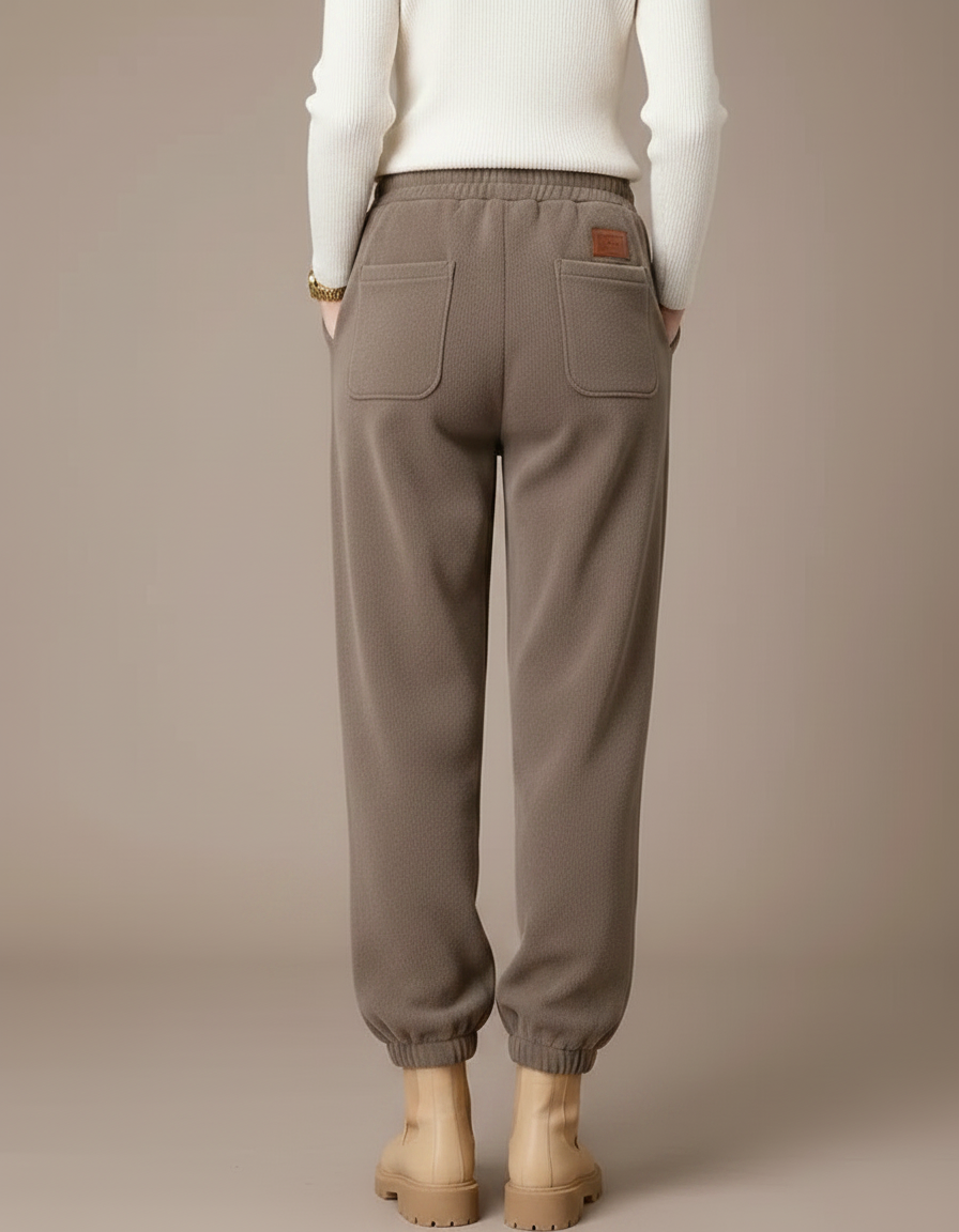 Pantalon Marron Polaire Chaud Ample Décontracté Femme - Molleton - vue 2