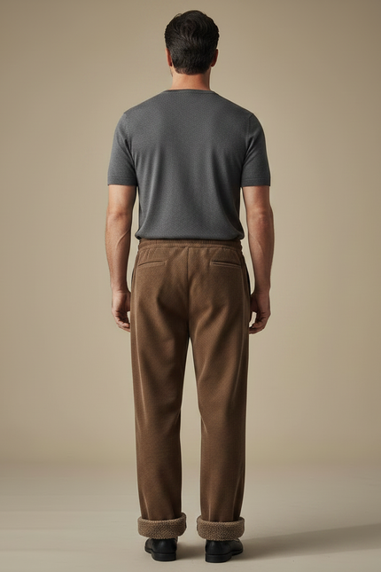 Pantalon Marron Côtelé Doublé Confortable Décontracté Homme - Cordé - vue 2