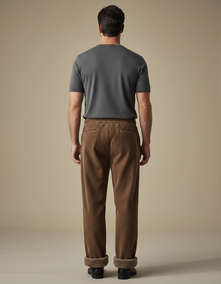 Pantalon Marron Côtelé Doublé Confortable Décontracté Homme - Cordé - vue 2