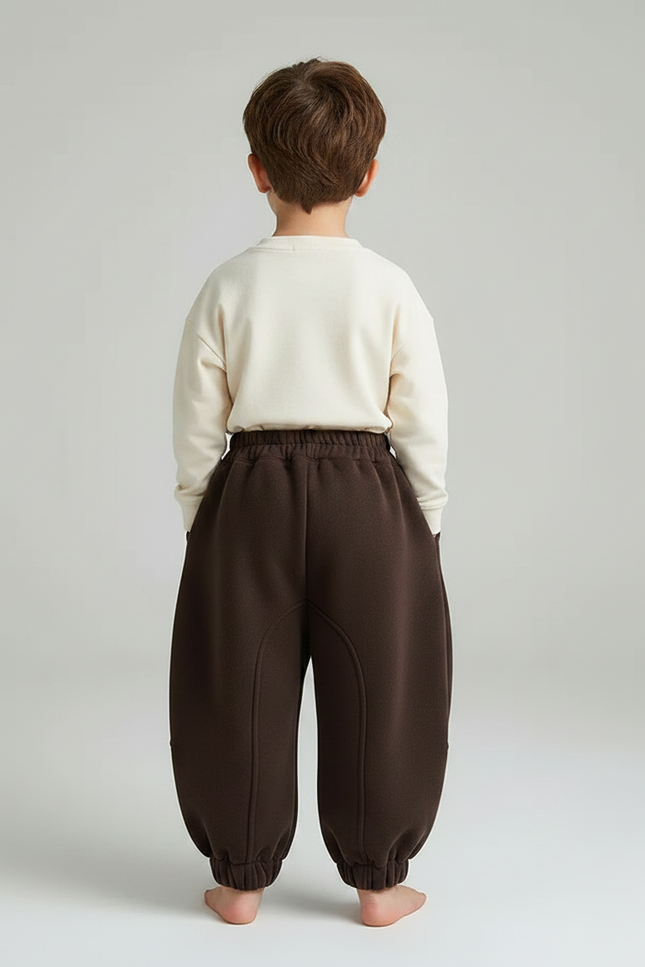 Pantalon Marron Ample Doux Hiver Enfant - Molleton - vue 2