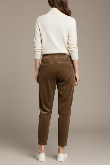 Pantalon Carotte Marron - Cordé - vue 2