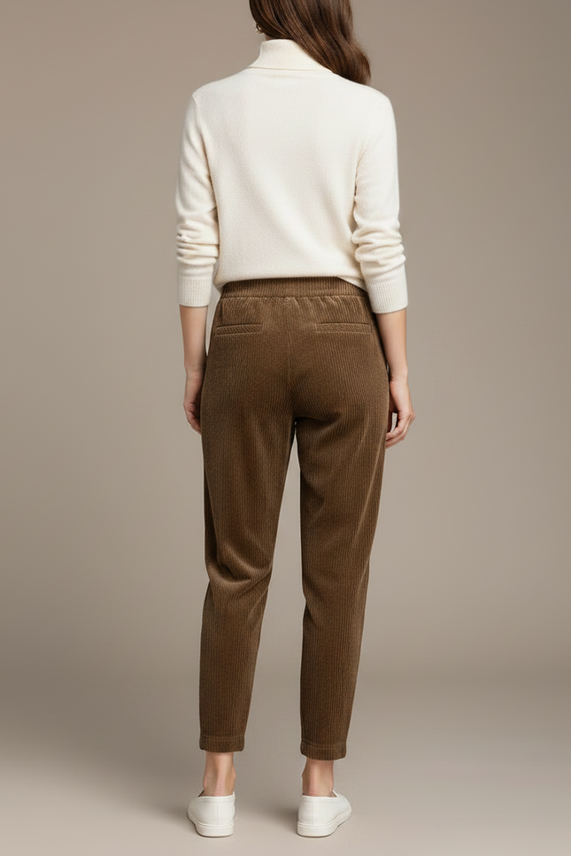 Pantalon Carotte Marron - Cordé - vue 2
