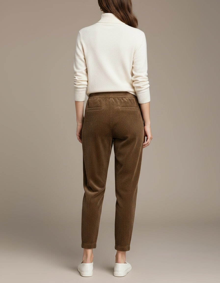 Pantalon Carotte Marron - Cordé - vue 2