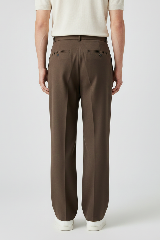 Pantalon Wide Leg Marron - Gabardine - vue 2