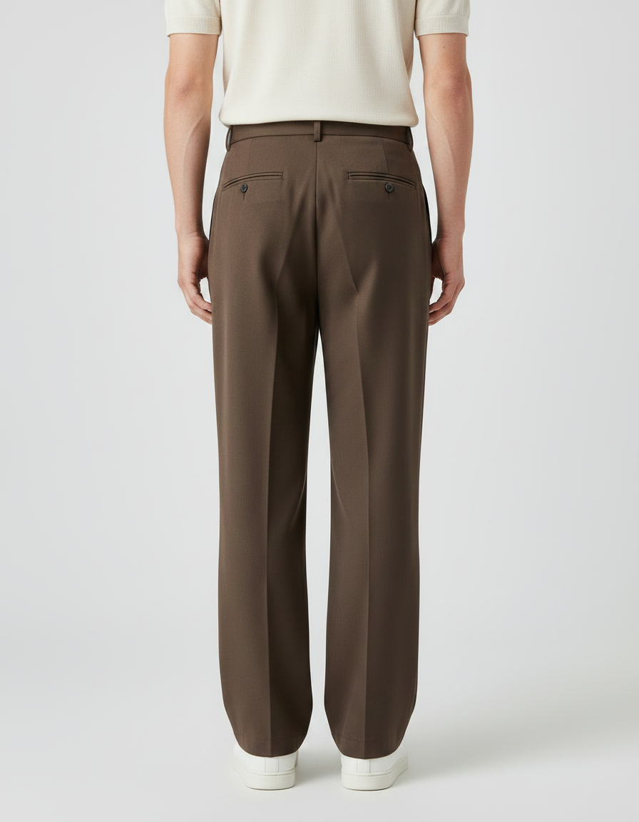 Pantalon Wide Leg Marron - Gabardine - vue 2