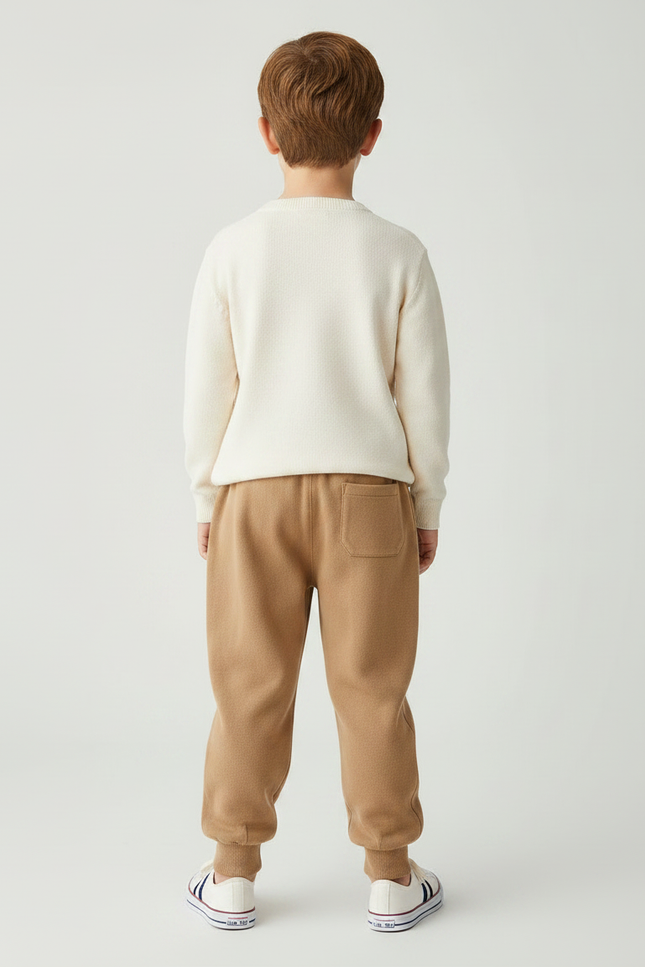Pantalon Marron Doux Jogger Uni Enfant - Molleton - vue 2