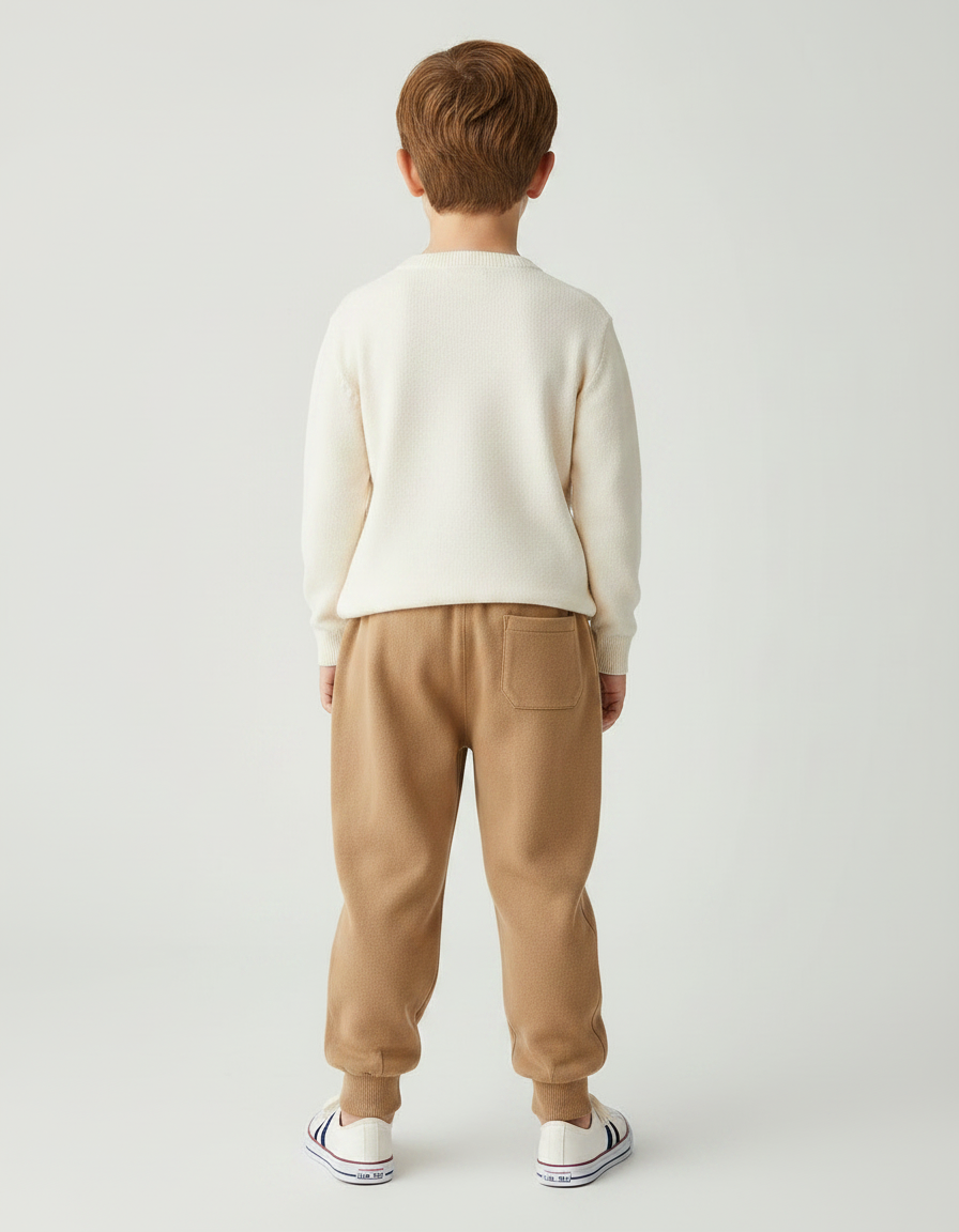 Pantalon Marron Doux Jogger Uni Enfant - Molleton - vue 2