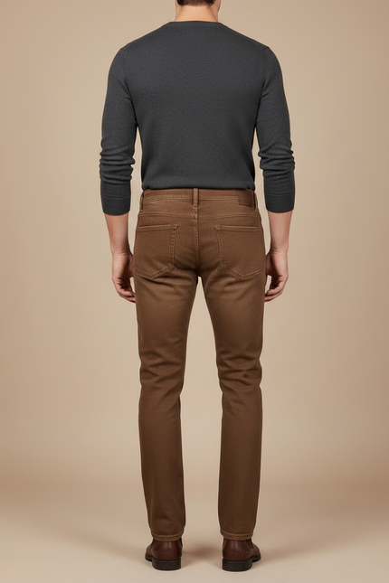 Pantalon Marron Slim Fit Décontracté Tendance Homme - Jean - vue 2