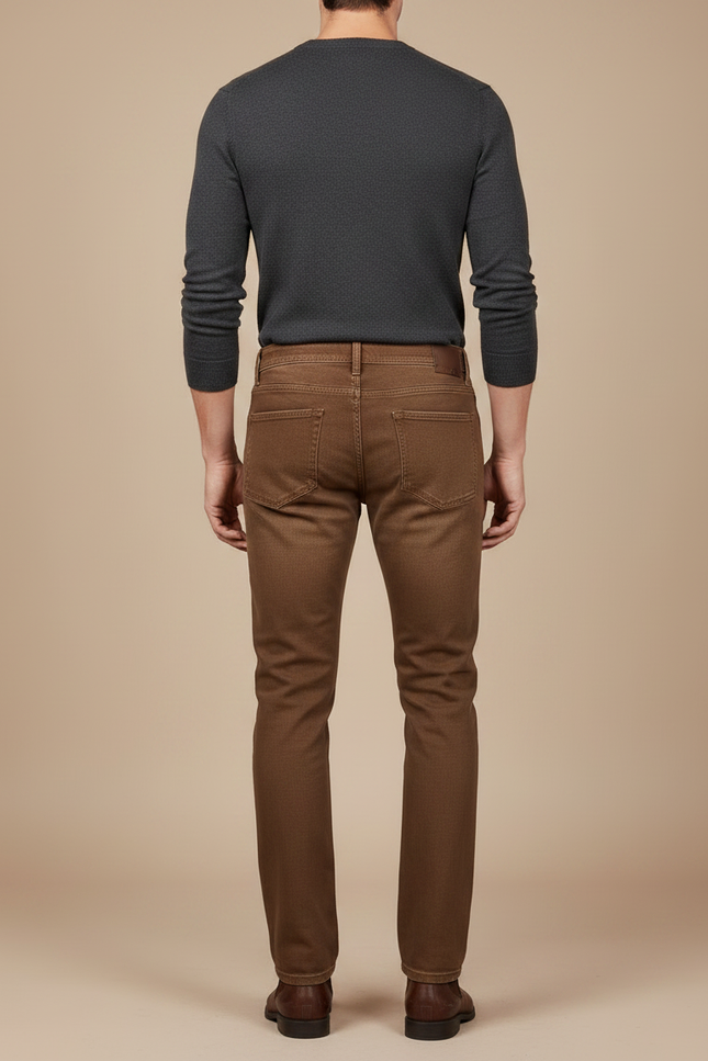 Pantalon Marron Slim Fit Décontracté Tendance Homme - Jean - vue 2