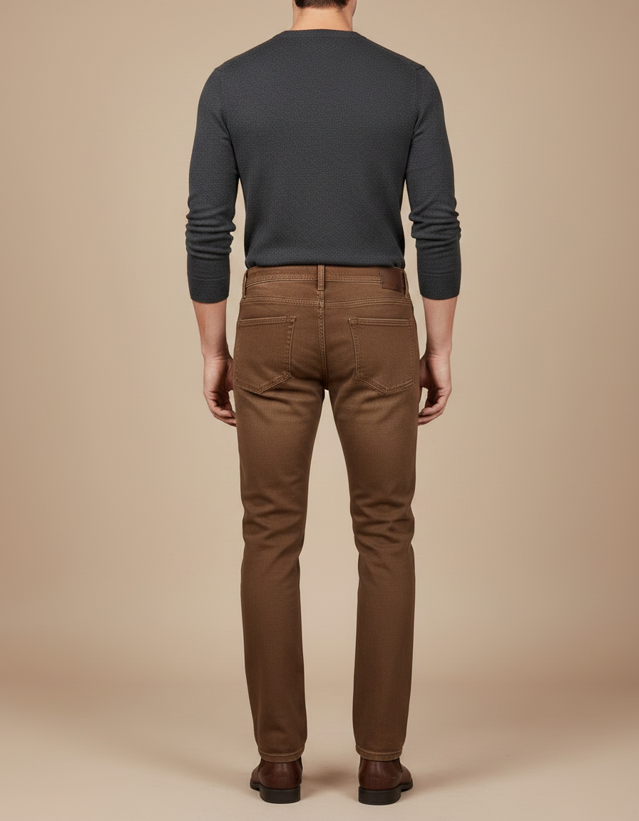 Pantalon Marron Slim Fit Décontracté Tendance Homme - Jean - vue 2