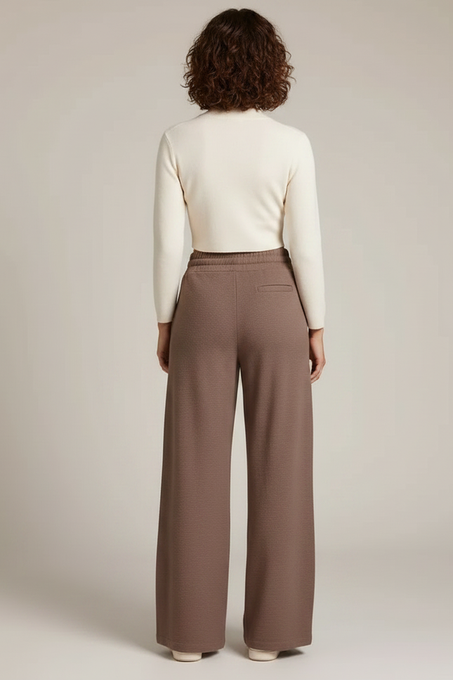 Pantalon Marron Ample Côtelé Décontracté Fluide Femme - Molleton - vue 2