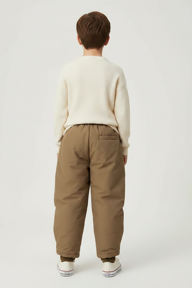 Pantalon Marron Ample Matelassé Enfant Décontracté Chaud - Polyester - vue 2