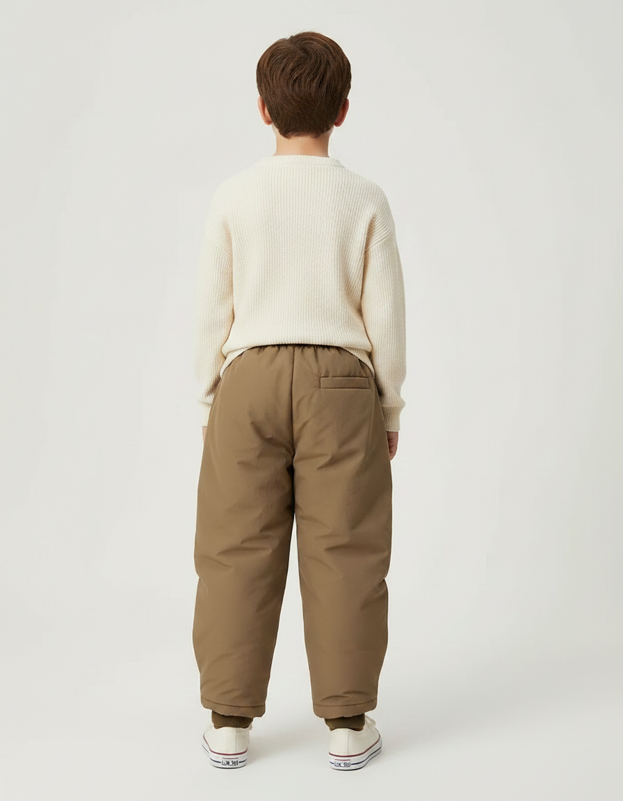 Pantalon Marron Ample Matelassé Enfant Décontracté Chaud - Polyester - vue 2