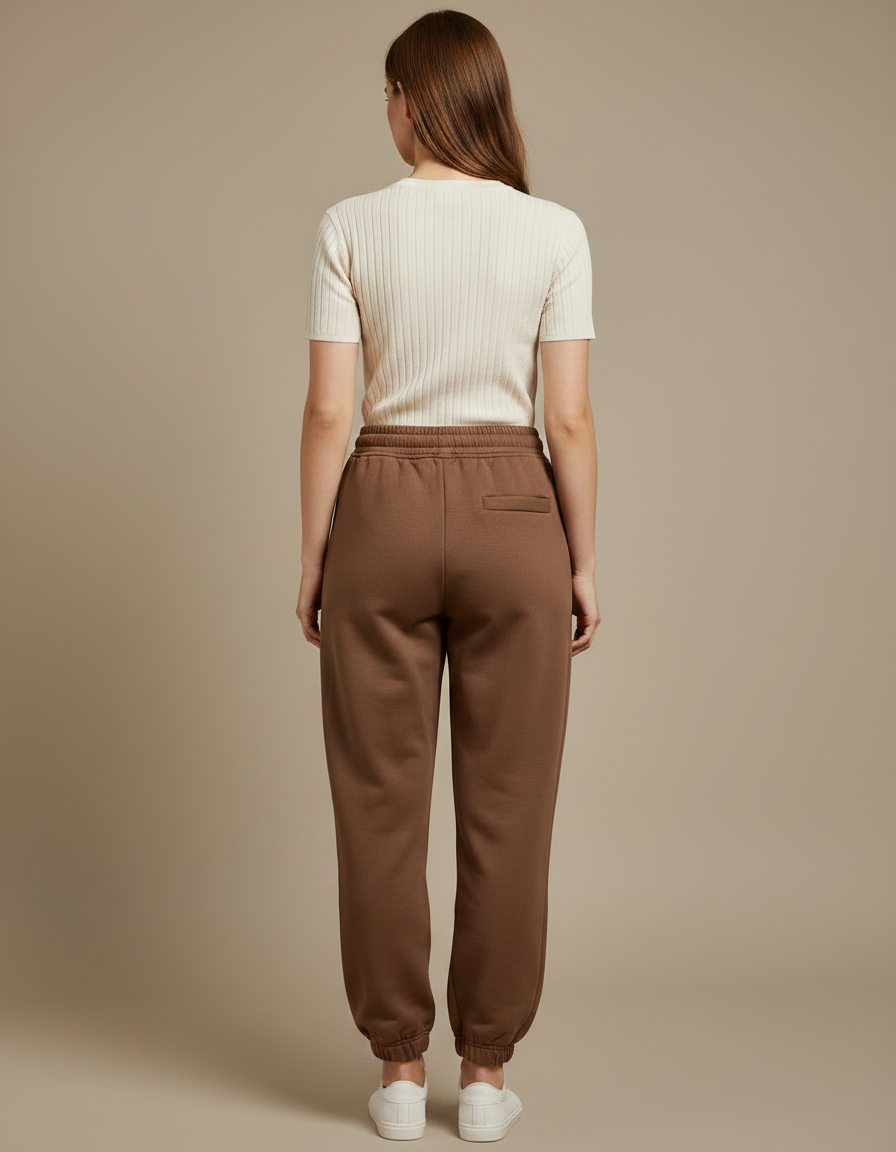 Pantalon Marron Ample Décontracté Ours Cordon Sport - Molleton - vue 2