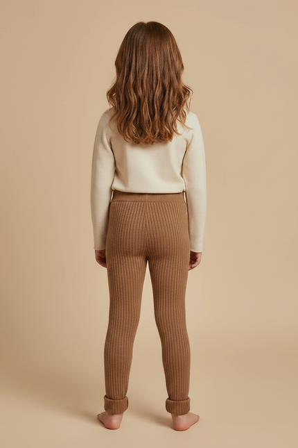 Pantalon Marron Tricoté Côtelé Confortable Enfant - Maille - vue 2