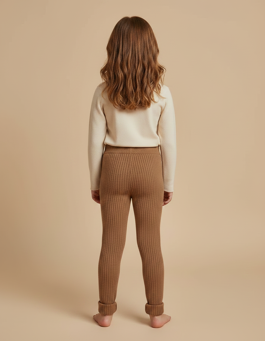 Pantalon Marron Tricoté Côtelé Confortable Enfant - Maille - vue 2