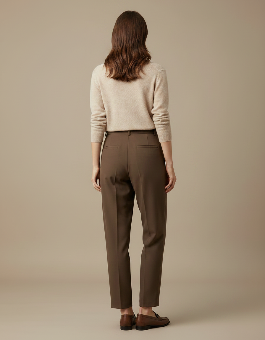 Pantalon Marron Plissé Fluide Décontracté Élégant Femme - Polyester - vue 2