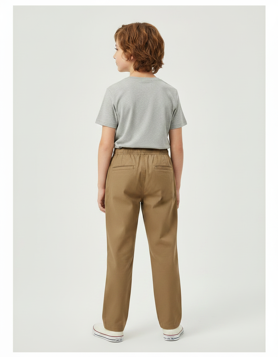 Pantalon Marron Ample Garçon Décontracté Coton - vue 2