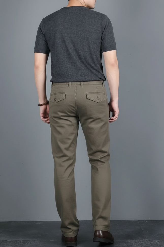 Pantalon Marron Homme Coton Slim Chino Décontracté - Kaki - vue 2