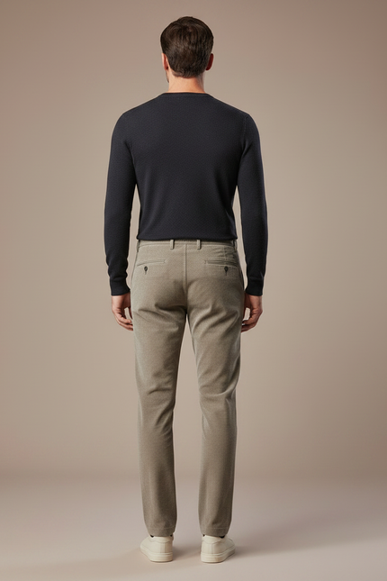 Pantalon Marron Côtelé Slim Fit Homme Décontracté - Kaki Cordé - vue 2