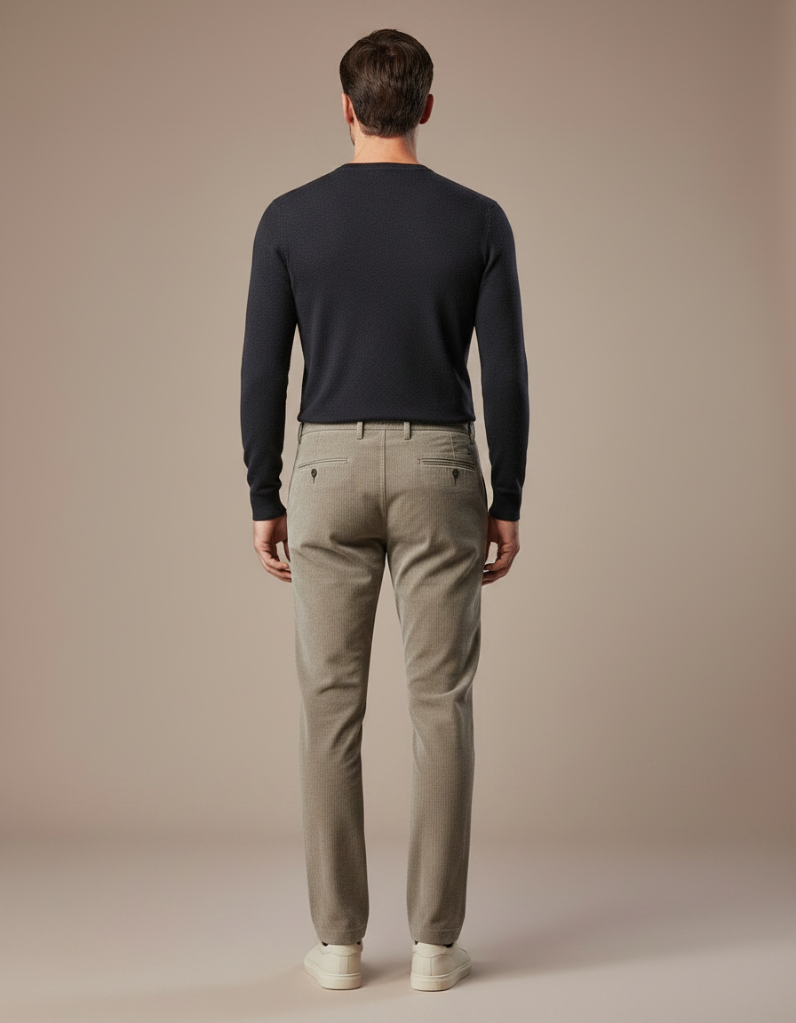 Pantalon Marron Côtelé Slim Fit Homme Décontracté - Kaki Cordé - vue 2