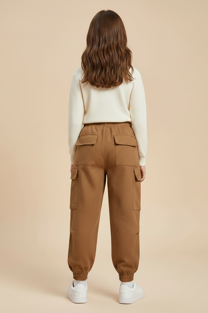 Pantalon Marron Cargo Garçon Ample Poches Latérales - Molleton - vue 2