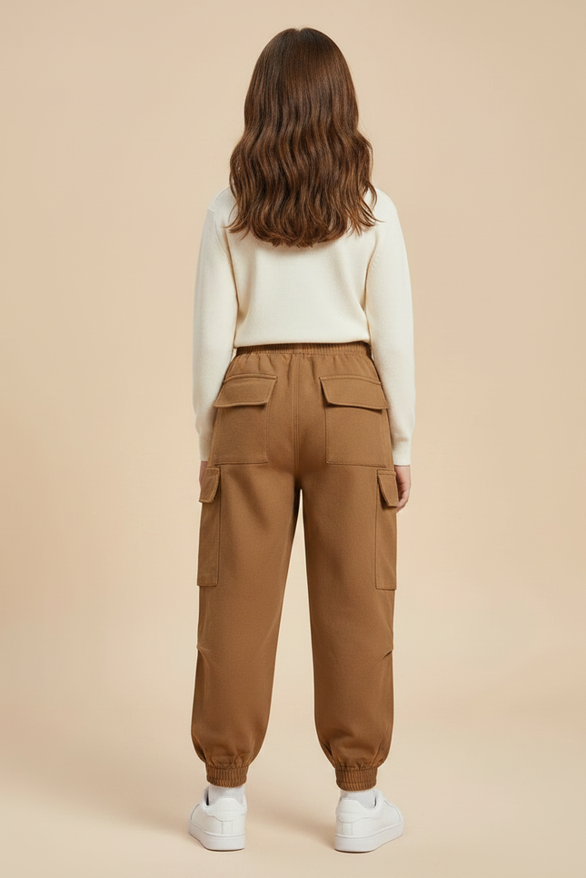 Pantalon Marron Cargo Garçon Ample Poches Latérales - Molleton - vue 2