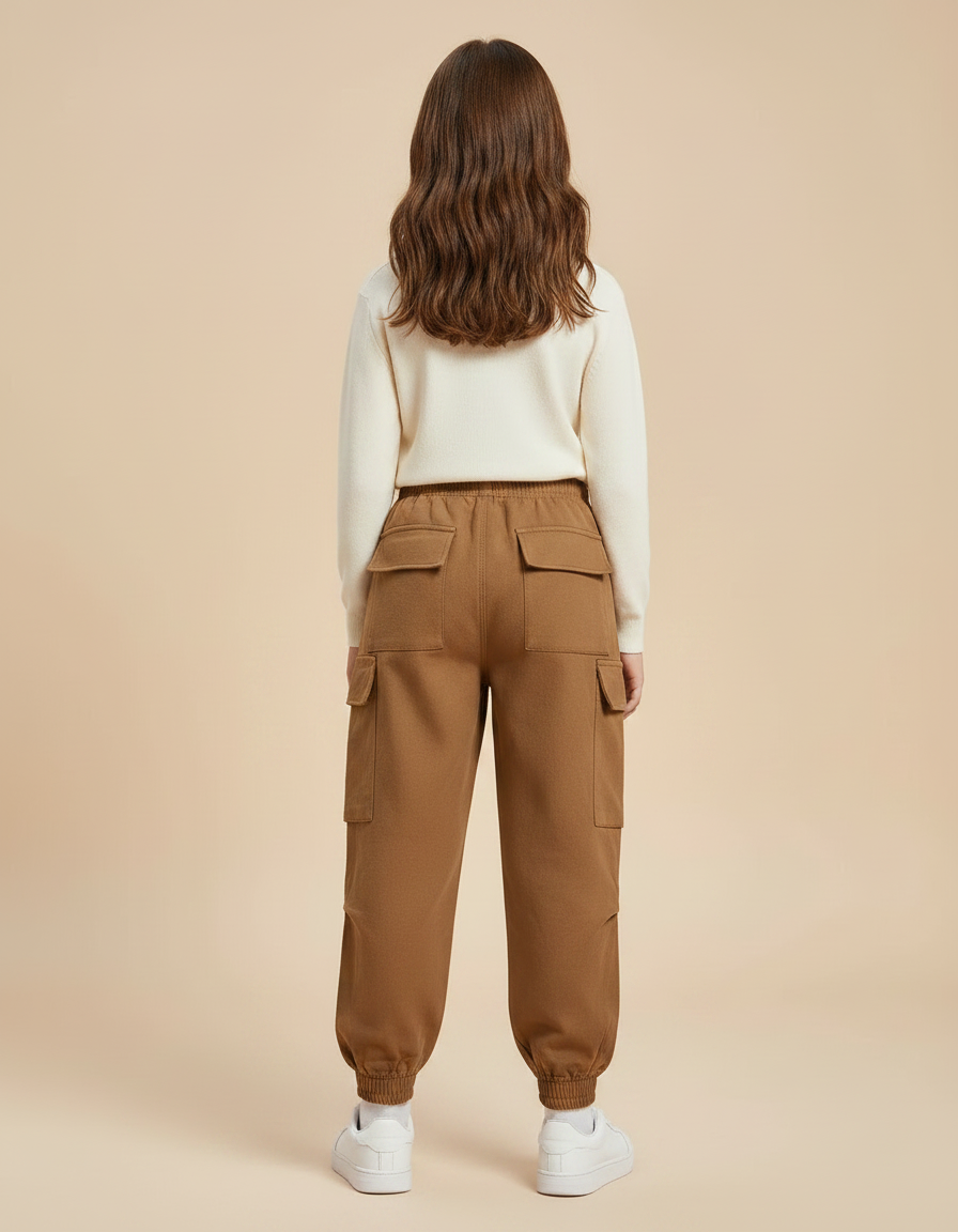 Pantalon Marron Cargo Garçon Ample Poches Latérales - Molleton - vue 2