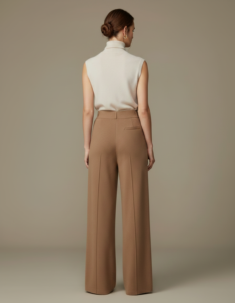 Ensemble Pantalon Marron - Camel Maille - vue 2
