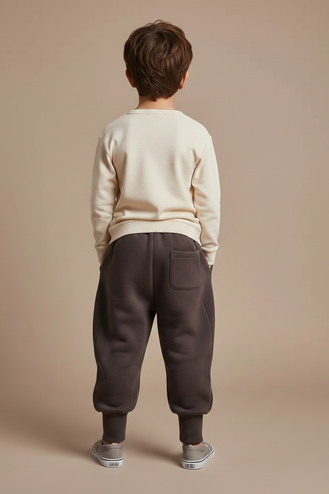 Pantalon Marron Ample Molletonné Doux Enfant - vue 2