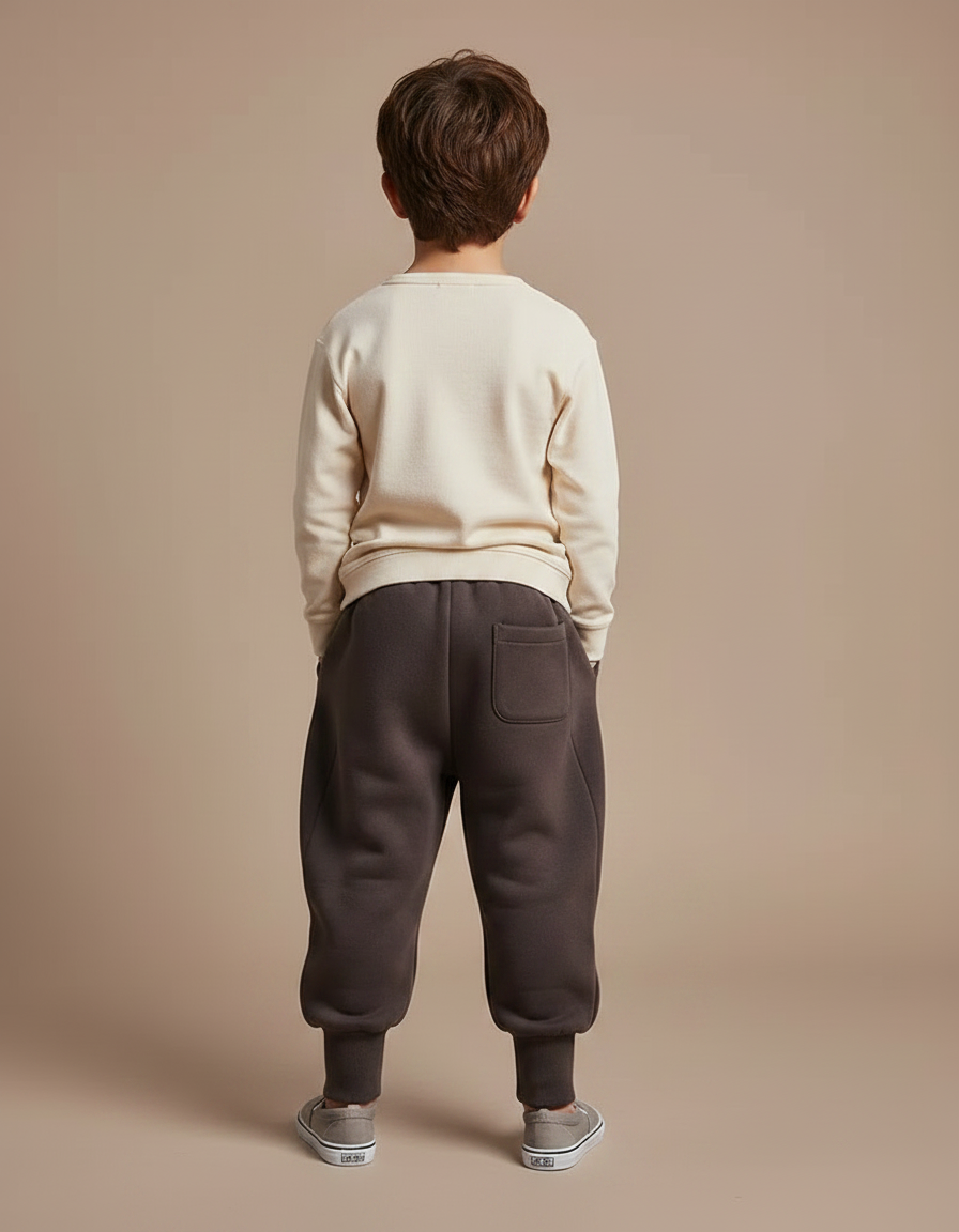 Pantalon Marron Ample Molletonné Doux Enfant - vue 2