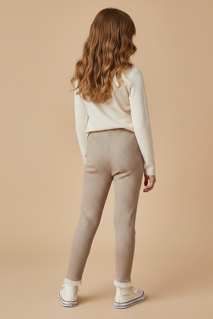 Pantalon Marron Côtelé Doux Enfant Décontracté - Beige Cordé - vue 2