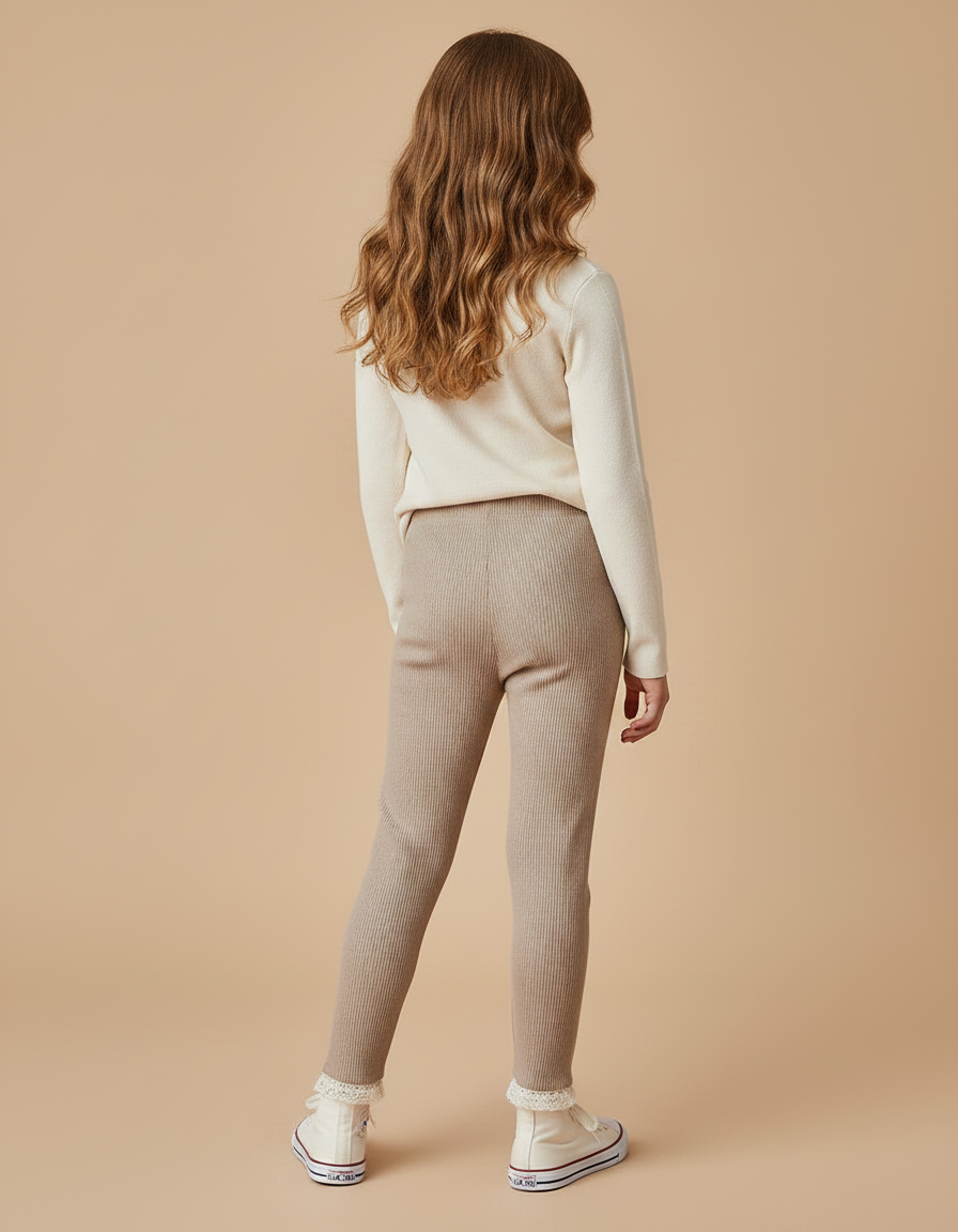 Pantalon Marron Côtelé Doux Enfant Décontracté - Beige Cordé - vue 2